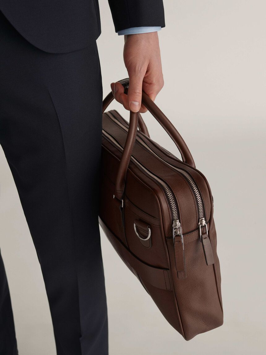 Printel Briefcase in Medium Brown from Tiger of Sweden Printel Briefcase in Medium Brown from Tiger of Sweden