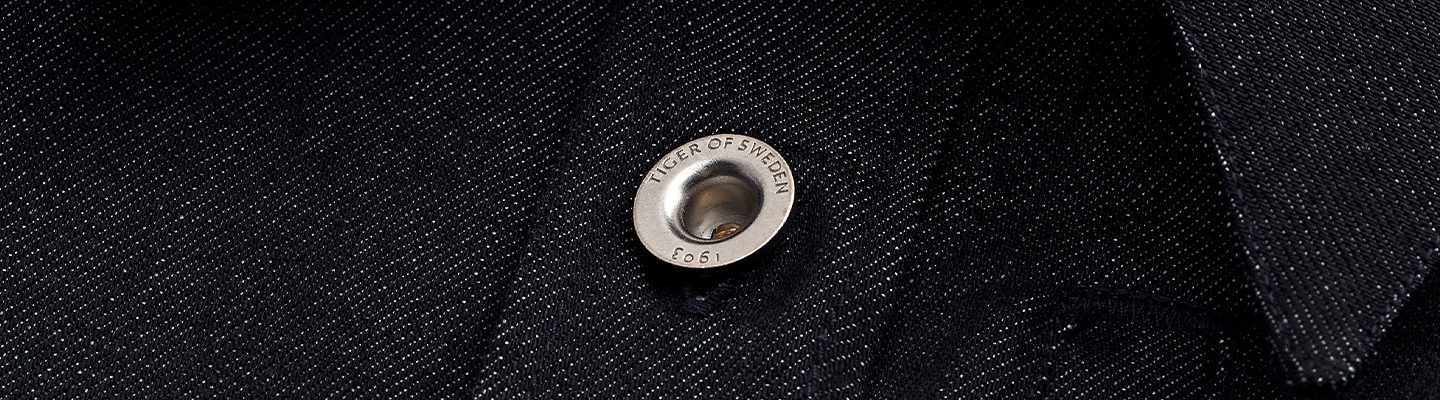 closeup on denim button